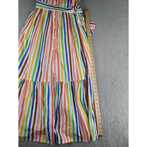Target Pride Rainbow Dress Womens Medium Shirt Button Up Belted Maxi Stripe NWT - Picture 5 of 8